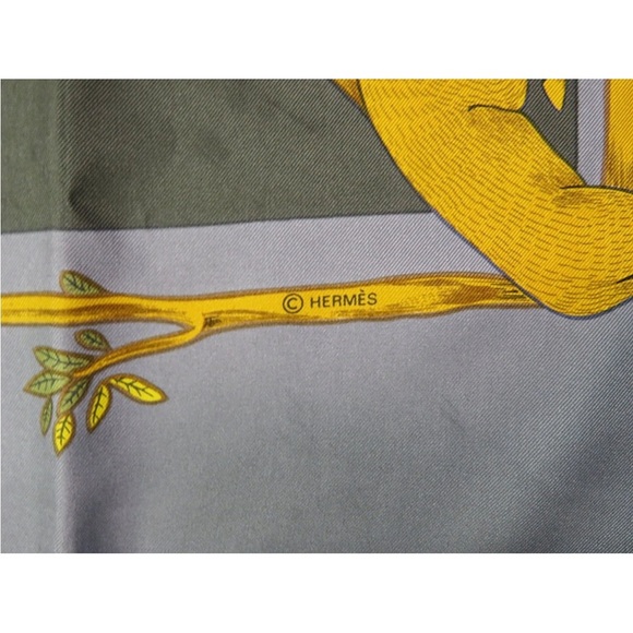 Hermès Gray and Yellow Silk Scarf - Picture 9 of 11